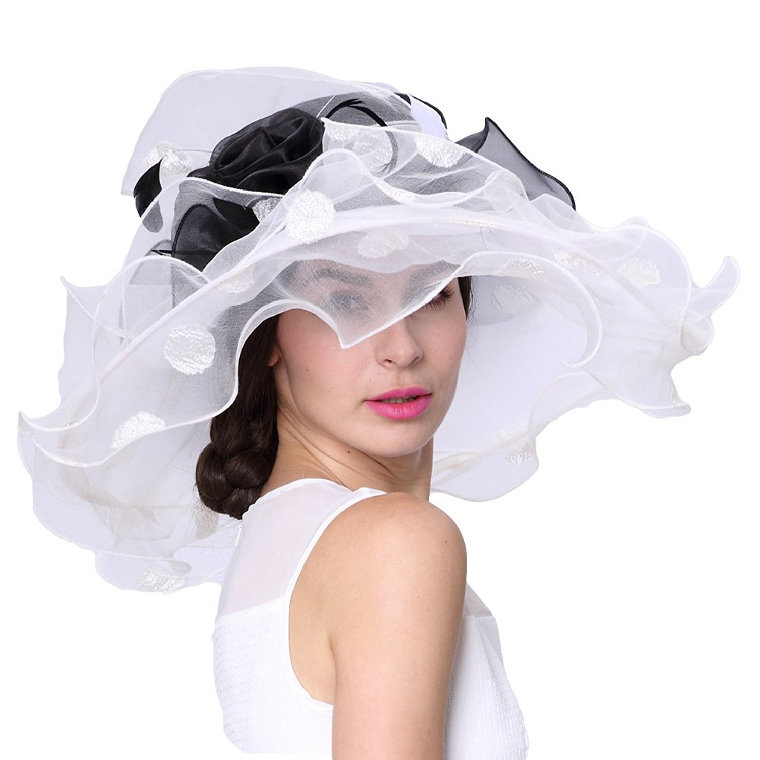 Black & white wide Brim Elegant Hat