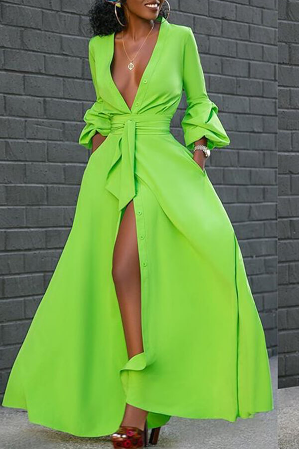 Trench Lime Green floor length Dress