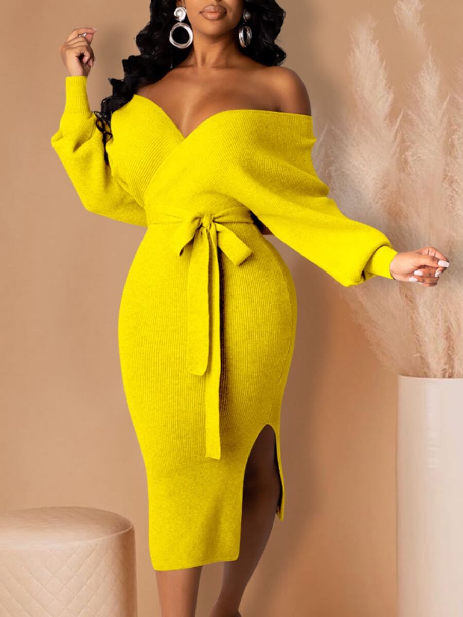 Yellow Knee length Dress