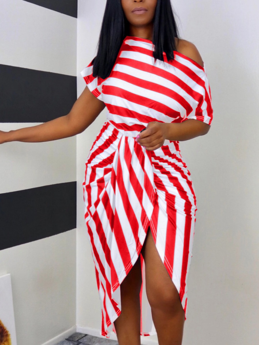 Red and White Stripe casual dress