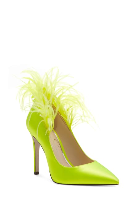 Lime green feather heel
