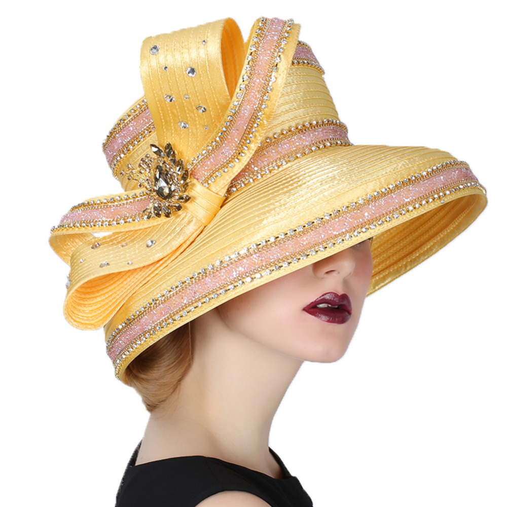 Yellow Elegant Rhinestone Hat