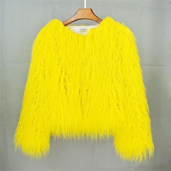 Yellow shag coat
