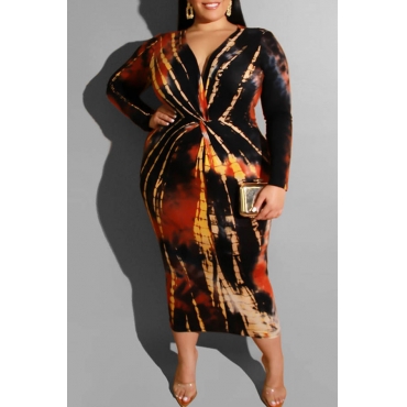 Plus Size Printed Red Dress