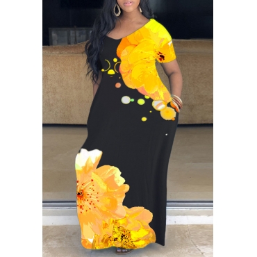 Yellow Floral maxi Dress