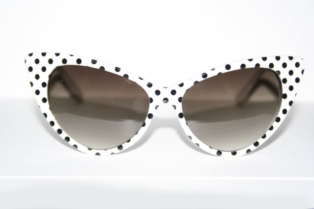 White & Black Polka Dot Sun Glasses For Women