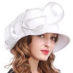 Rhinestone Church Elegant White Hat