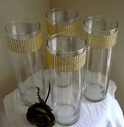 Gold Rhinestone Glass Vase
